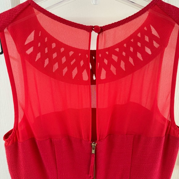 Maeve Anthropologie Sleeveless Red Lattice Neck Cotton Blend Midi Dress - Picture 14 of 15